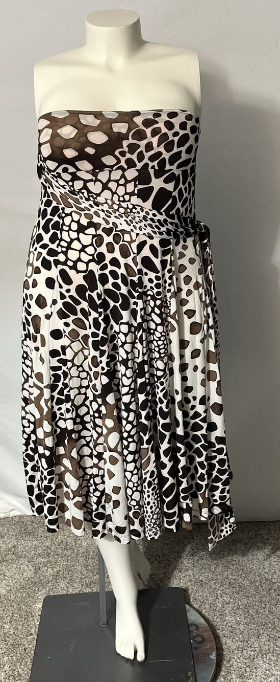 Lapis Womens L Brown Cream Giraffe Print Convertible Maxi Skirt Midi Dress